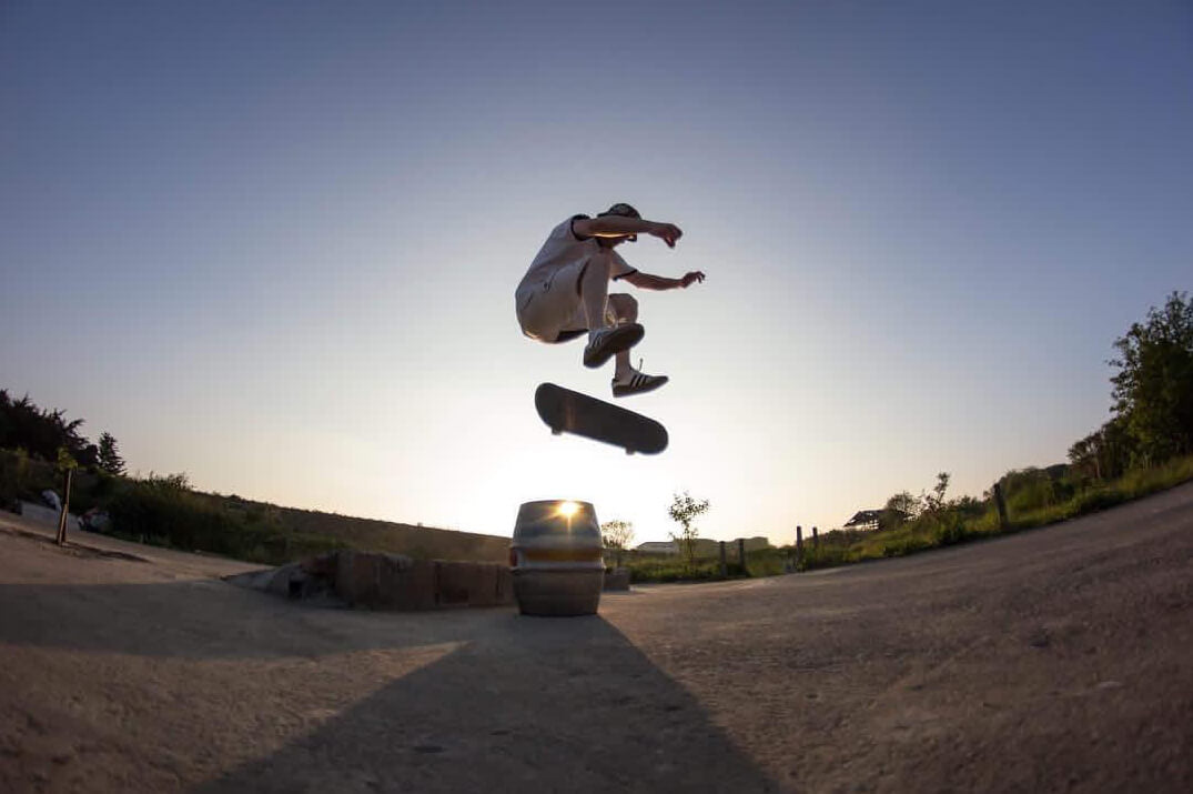 Skateboarder in the air