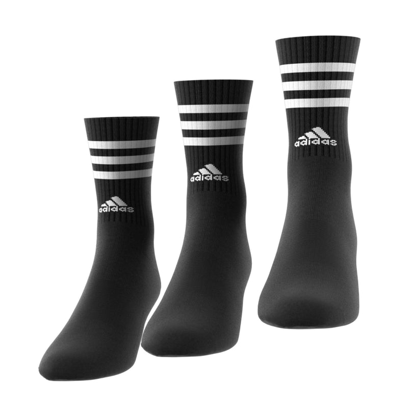 adidas 3 Stripes Cushioned Crew Socks 3 Pack Unisex Black