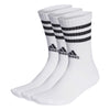 adidas 3 Stripes Cushioned Crew Socks 3 Pack Unisex White