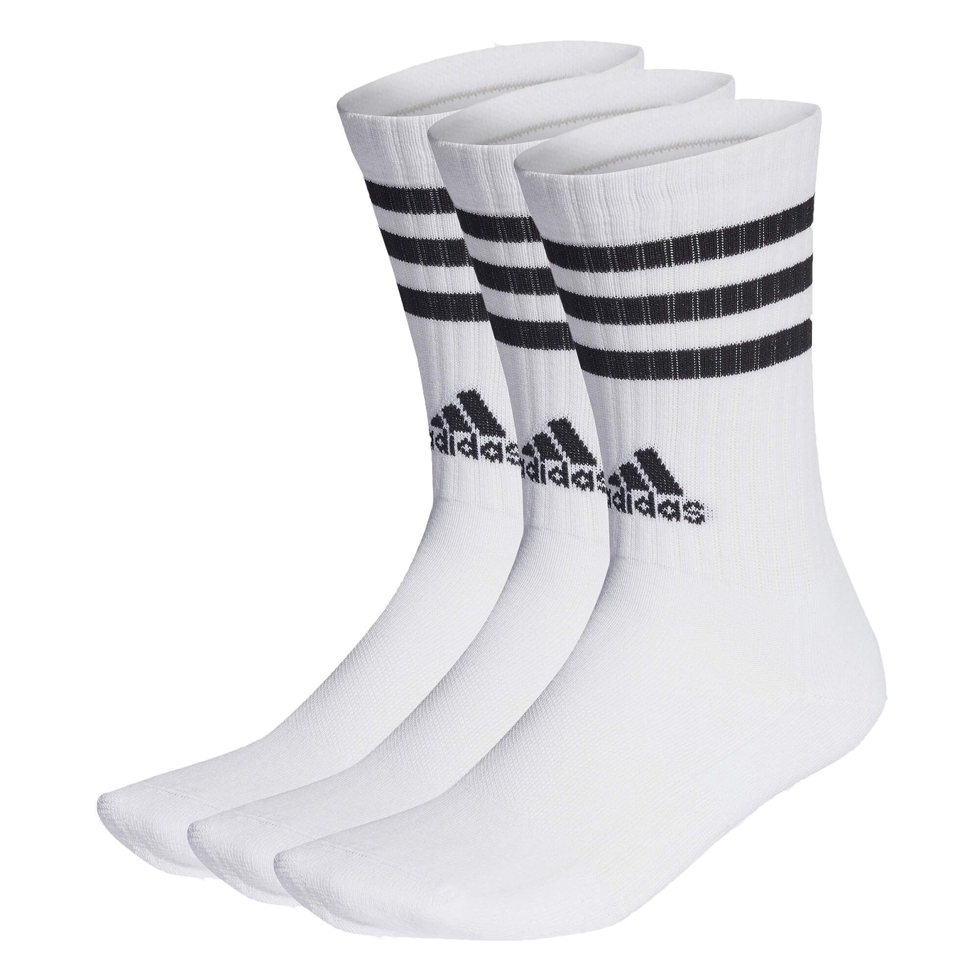 adidas 3 Stripes Cushioned Crew Socks 3 Pack Unisex White